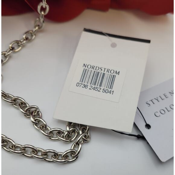 Sondra Roberts Red Evening Flower Purse/Clutch Chain Strap Rhinestone Closure - Picture 7 of 16